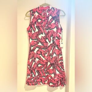 NWT Tail Hot Pink and Black Leaf Print Golf Dress